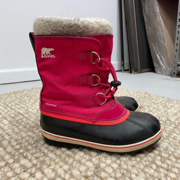 SOREL Yoot Pac Nylon Big Kids SZ 4 Pink Winter Boots NY 1962-600 Snow Boots - Picture 11 of 11